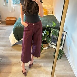 Burgundy Wide-Leg Pants